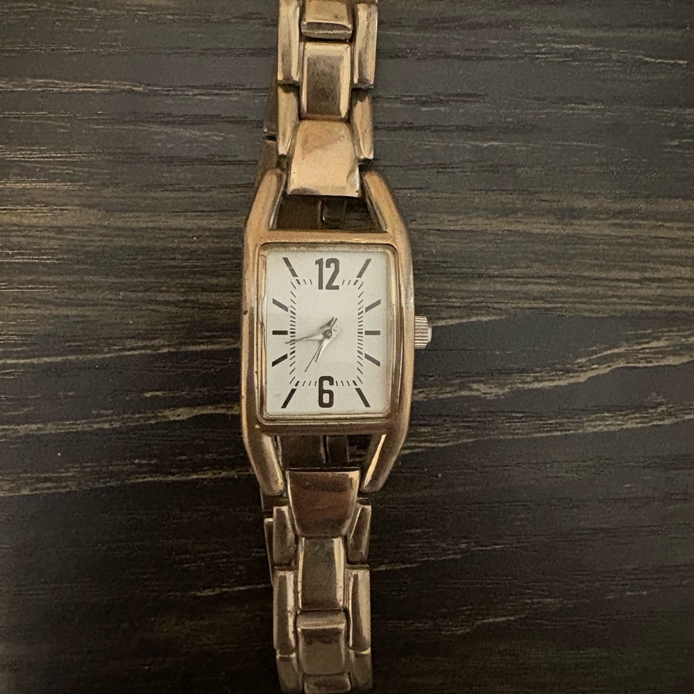 Vintage Style Gold-Tone Rectangular Watch